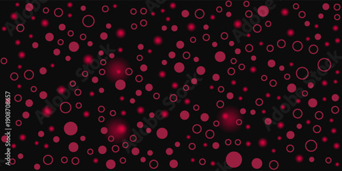 Beautiful Purple lilac Bokeh Background. Decorative Holiday Texture. Backdrop for design. Blurred Festive street light on black Background. Wide Angle Wallpaper