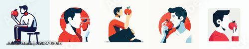 Vector Illustration of a Man Eating an Apple