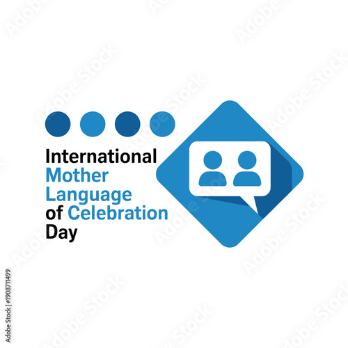 International Mother Language Day celebration logo with people icons and blue dots