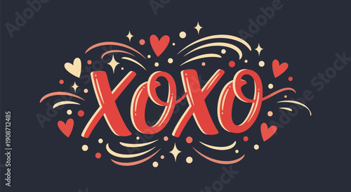 Decorative xoxo design on dark background