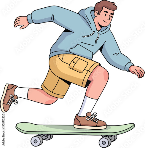 Young Man Skateboarding with a Hoodie