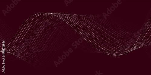 Abstract burgundy color background with waves for banner. Medium simple banner size. Element for design isolated on burgundy with stroke lines effect. Vector illustration