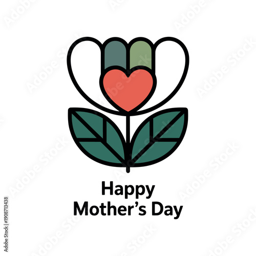 A colorful Mother's Day graphic with a flower and heart