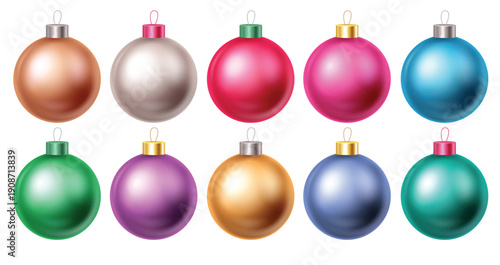 Christmas balls vector set design. Christmas ball with colorful pattern and print in white isolated background for holiday season ornament decoration. Vector illustration xmas bauble collection design