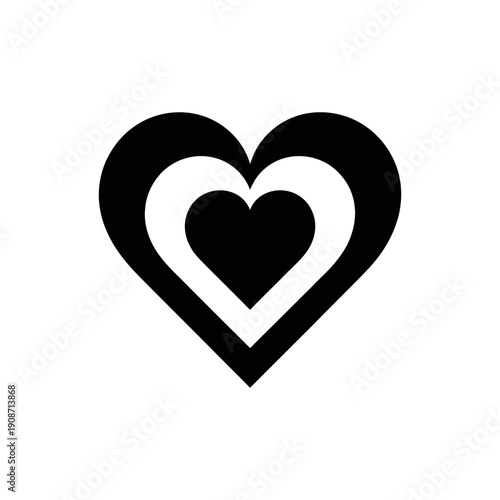 A black and white heart symbol on a plain background