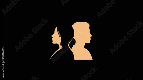 Silhouettes of man and woman turning away, back to back, symbolizing relationship conflict, separation, and misunderstanding.
