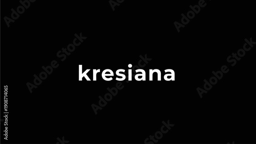 Clean white typography of the word 'kresiana' displayed prominently on a minimalist black background, simple text art.