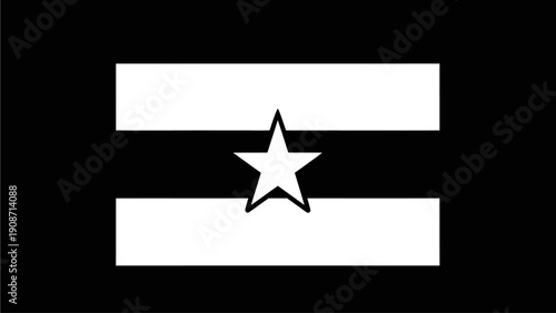 Symbol of equality: two horizontal white bars with a central star on a black background, representing equal rights and justice.