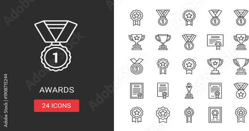 Collection of award icons displayed on a contrasting background