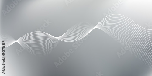 Abstract silver foil with white line waves background