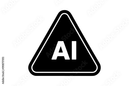Bold AI warning sign: a minimalist depiction of advanced technology