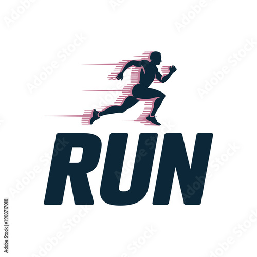 A motivational running logo with a silhouette of a person in motion