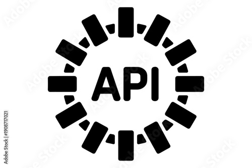 API symbol - conceptual icon representing Application Programming Interface (API), digital connectivity 