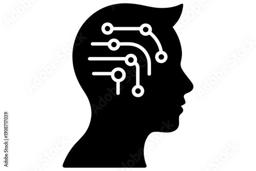 a graphic representation of human mind with circuit board symbolizing intellectual activity 