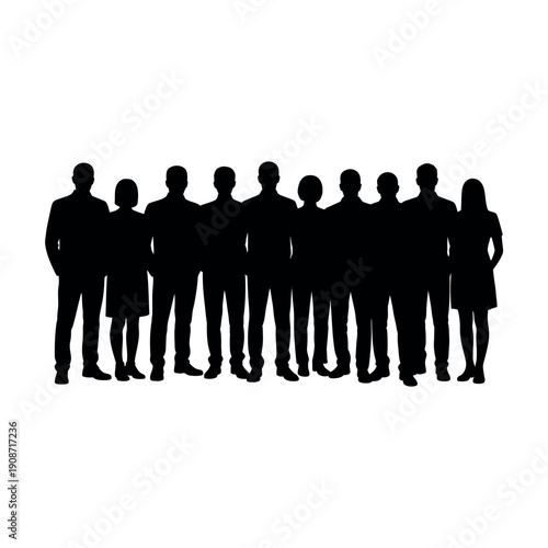 A group of people standing together in silhouette