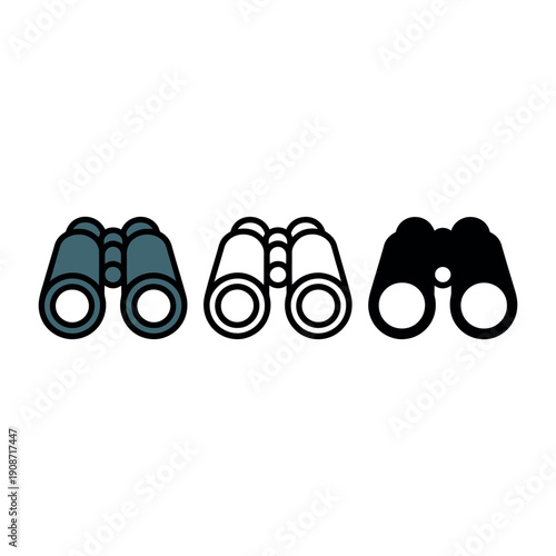 A set of colorful binocular icons on white