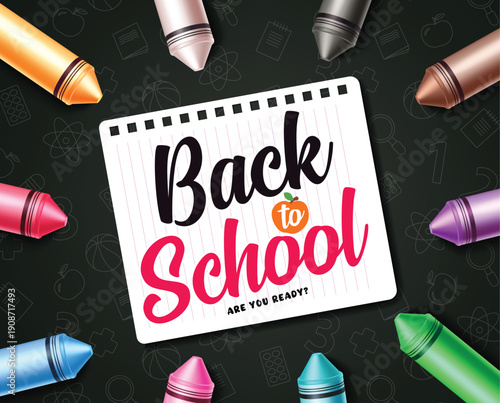 Back to school greeting clipart design. Back to school text in paper concept clip art coloring elements vector illustration. Vector illustration

