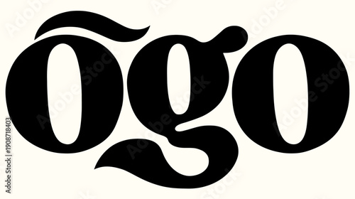 Creative black and white stylized text 'õgo' graphic design with unique custom lettering and tilde accent, modern typography element
