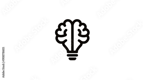 Brain Lightbulb Icon for Idea Generation, Creativity, Intelligence, Knowledge, Innovation, and Thinking Process