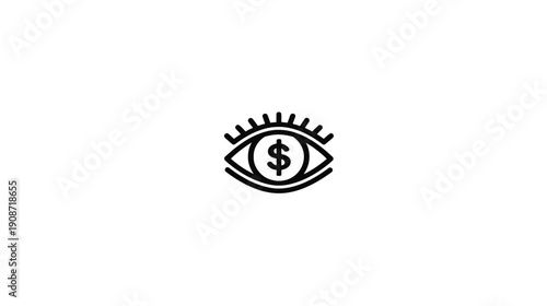 Financial Vision Eye Icon with Dollar Sign Pupil. Business Focus, Profit, Investment, Wealth and Money Concept.