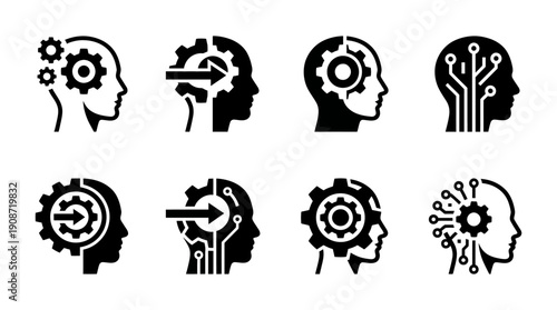 Brain Icons Representing Artificial Intelligence and Machine Learning Concepts