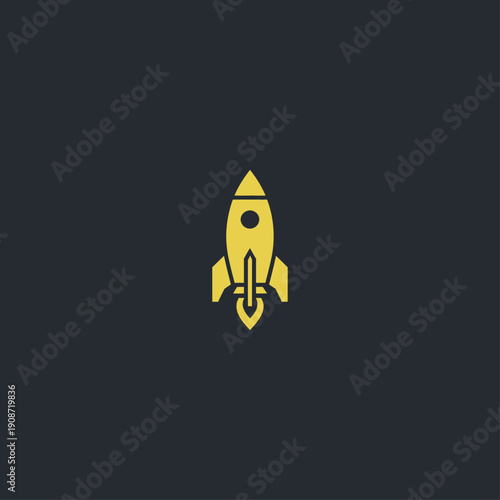 Rocket logo icon flat vector design.