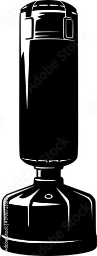 Free Standing Boxing Punching Bag Silhouette Icon Isolated on White Background
