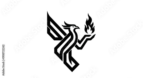 Stylized phoenix emblem on white background