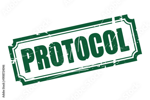 A green stamp with the word protocol on a white background