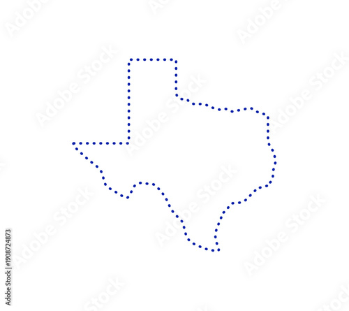 Texas state outline map vector illustration. Minimalist blue line art of Texas border on white background. Clean geographic shape of US state for logos