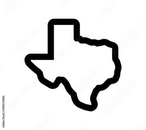 Texas state outline map vector illustration. Minimalist blue line art of Texas border on white background. Clean geographic shape of US state for logos