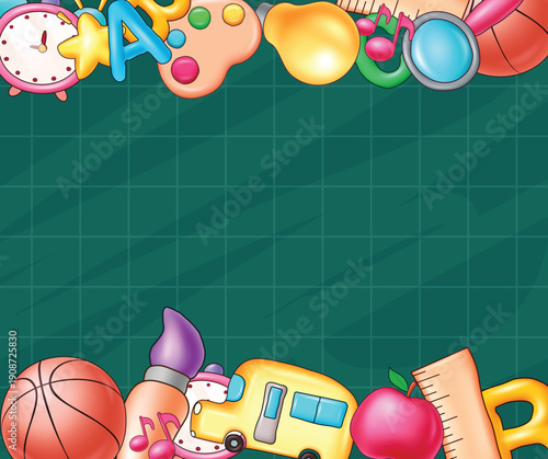 Back to school background. Back to school text with doodle element on chalkboard poster design, Vector illustration.

