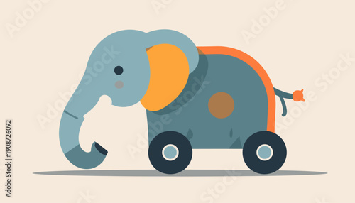 Toy Elephant on Wheels Illustration