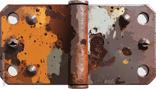 Close-Up of Rusted Door Hinge Highlighting Weathered Metal Texture and Aged Architectural Detail