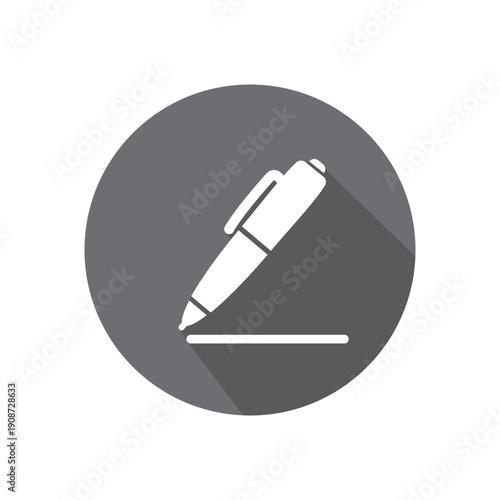 simple pen icon vector in circle.