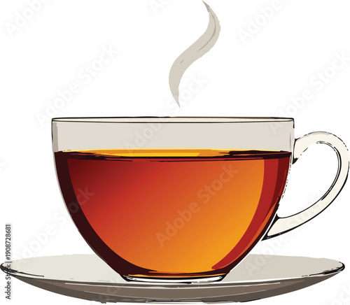 Traditional Local Tea Glass with Rising Steam in Minimal Dramatic Light