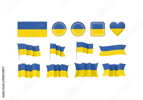 Blue and yellow horizontal bicolor Ukraine flag png on transparent background