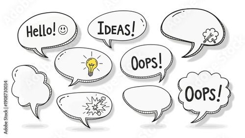 speech bubbles illustration, ideas, thoughts, communication concept