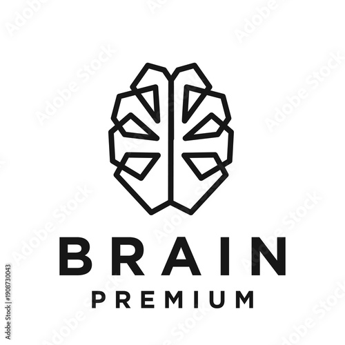 Minimalist Geometric Brain Logo Design for Artificial Intelligence, Technology, and Mind Concepts
