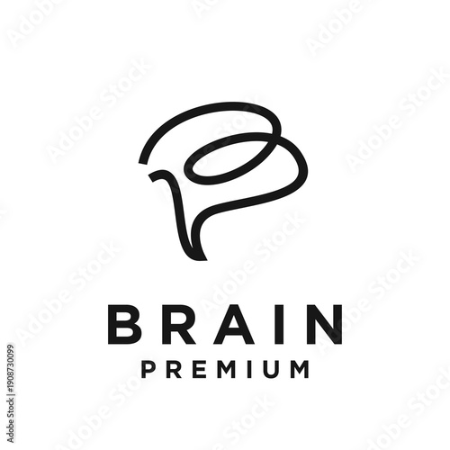 Minimalist Brain Logo Design with Letter B Concept in Line Art Style