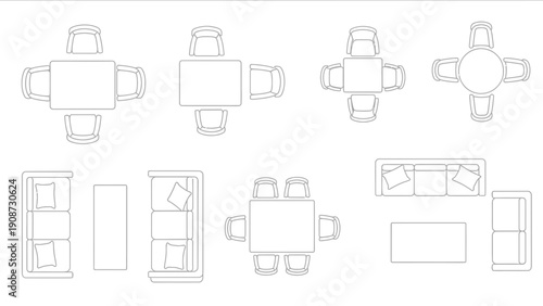 furniture layout top view, interior design, home decor, plan