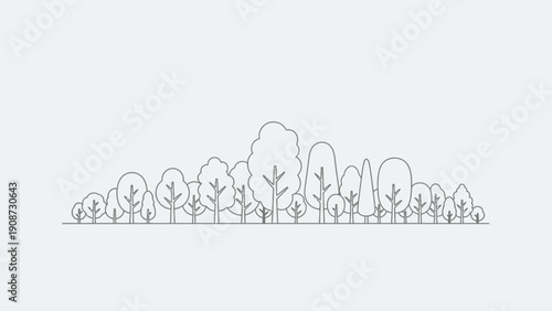 line art forest silhouette, minimalist nature background