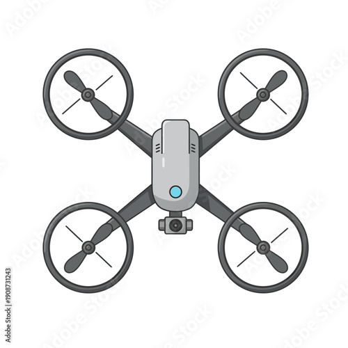 Quadcopter Drone with Four Propellers and Camera.