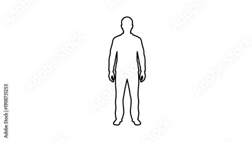 outline human figure, standing silhouette, white background, simple illustration