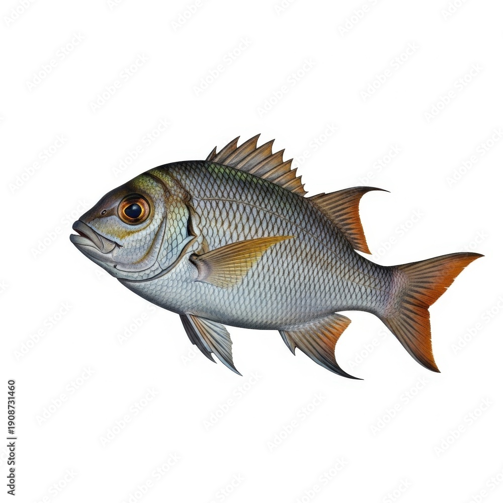 Fototapeta premium Detailed Illustration of Silver Fish.