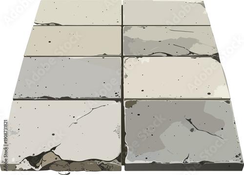 Contrast Between Smooth Tile Floor and Rough Concrete Surface Highlighting Texture and Architectural Detail