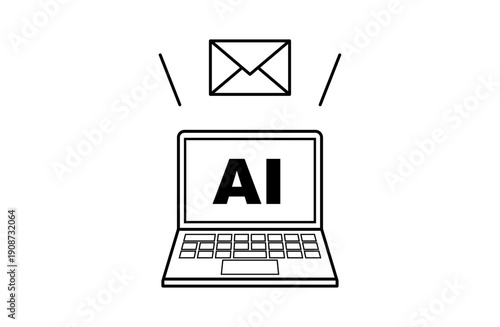 AIでビジネスの連絡をする　ベクターアイコン