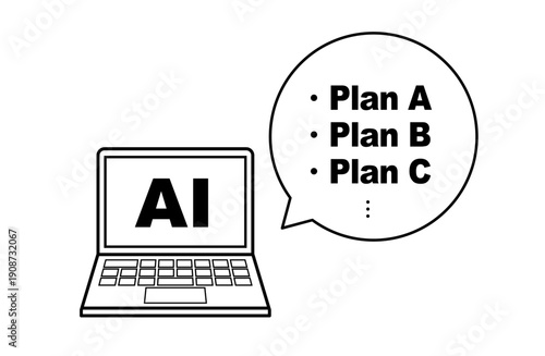 AIにプランの提案をさせる　ベクターアイコン　パソコン