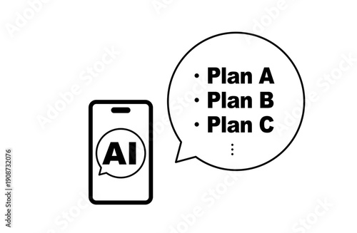 AIにプランの提案をさせる　ベクターアイコン　スマートフォン