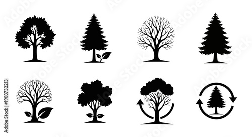 Tree Silhouettes in Various Stages and Styles.